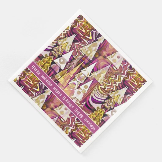 Magenta Gold Weihnachten Merry Pattern#25 ID1009 Serviette (Ecke)