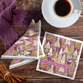 Magenta Gold Weihnachten Merry Pattern#25 ID1009 Serviette