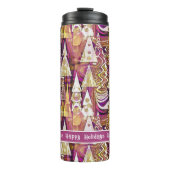 Magenta Gold Weihnachten Merry Pattern#25 ID1009 Thermosbecher (Vorderseite)