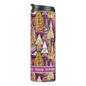 Magenta Gold Weihnachten Merry Pattern#25 ID1009 Thermosbecher (Nach rechts gedreht)