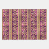 Magenta Gold Weihnachtsmuster #12#25#27 ID1009 Geschenkpapier Set (Vorderseite)