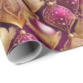 Magenta Gold Weihnachtsmuster#12 ID1009 Geschenkpapier (Rolleneckpunkt)