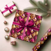 Magenta Gold Weihnachtsmuster#12 ID1009 Geschenkpapier