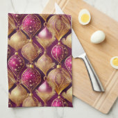 Magenta Gold Weihnachtsmuster#12 ID1009 Geschirrtuch (Viertel Falte)