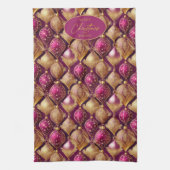 Magenta Gold Weihnachtsmuster#12 ID1009 Geschirrtuch (Vertikal)