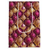 Magenta Gold Weihnachtsmuster#12 ID1009 Mittlere Geschenktüte (Rückseite)