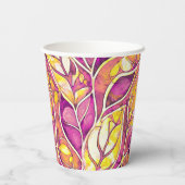 Magenta Gold Weihnachtsmuster#21 ID1009 Pappbecher (Rückseite)