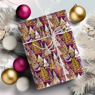 Magenta Gold Weihnachtsmuster#25 ID1009 Geschenkpapier