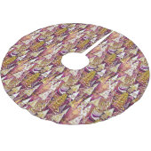 Magenta Gold Weihnachtsmuster#25 ID1009 Polyester Weihnachtsbaumdecke (Schrägansicht)