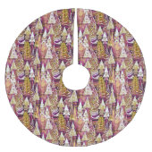 Magenta Gold Weihnachtsmuster#25 ID1009 Polyester Weihnachtsbaumdecke (Vorderseite)