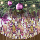 Magenta Gold Weihnachtsmuster#25 ID1009 Polyester Weihnachtsbaumdecke