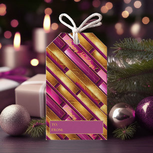 Magenta Gold Weihnachtsmuster#28 ID1009 Geschenkanhänger
