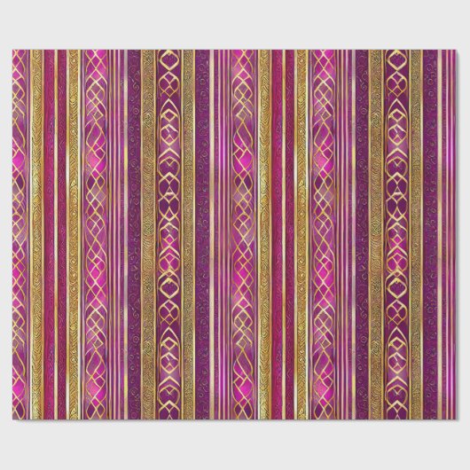 Magenta Gold Weihnachtsmuster#2 ID1009 Geschenkpapier (Flach)