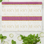 Magenta Gold Weihnachtsmuster#35 ID1009 Geschirrtuch (Gefaltet)