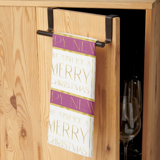 Magenta Gold Weihnachtsmuster#35 ID1009 Geschirrtuch (Drittel gefaltet)