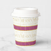 Magenta Gold Weihnachtsmuster#35 ID1009 Pappbecher (Rechts)