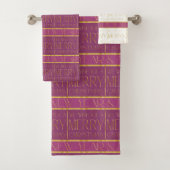 Magenta Gold Weihnachtsmuster#35b ID1009 Badhandtuch Set (Insitu)