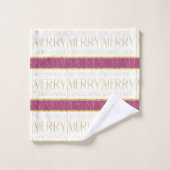 Magenta Gold Weihnachtsmuster#35b ID1009 Badhandtuch Set (Waschlappen)