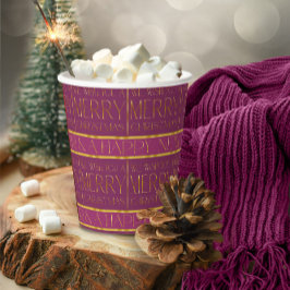Magenta Gold Weihnachtsmuster#35b ID1009 Pappbecher