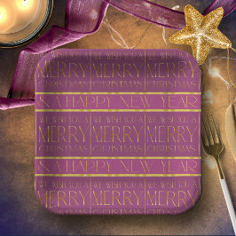 Magenta Gold Weihnachtsmuster#35b ID1009 Pappteller