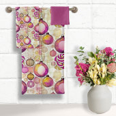 Magenta Gold Weihnachtsmuster#6 ID1009 Badhandtuch Set