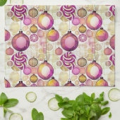 Magenta Gold Weihnachtsmuster#6 ID1009 Geschirrtuch (Gefaltet)