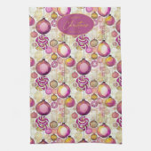 Magenta Gold Weihnachtsmuster#6 ID1009 Geschirrtuch (Vertikal)