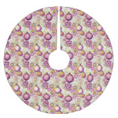 Magenta Gold Weihnachtsmuster#6 ID1009 Polyester Weihnachtsbaumdecke (Vorderseite)