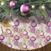 Magenta Gold Weihnachtsmuster#6 ID1009 Polyester Weihnachtsbaumdecke