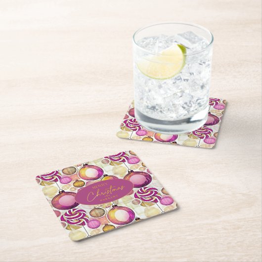 Magenta Gold Weihnachtsmuster#6 ID1009 Rechteckiger Pappuntersetzer (Vor Ort)