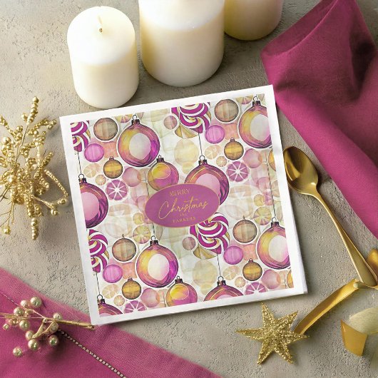 Magenta Gold Weihnachtsmuster#6 ID1009 Serviette