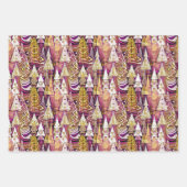 Magenta Gold Weihnachtsmuster #7#25#32 ID1009 Geschenkpapier Set (Vorderseite 3)