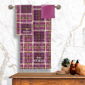 Magenta Gold Weihnachtsmuster#7 ID1009 Badhandtuch Set