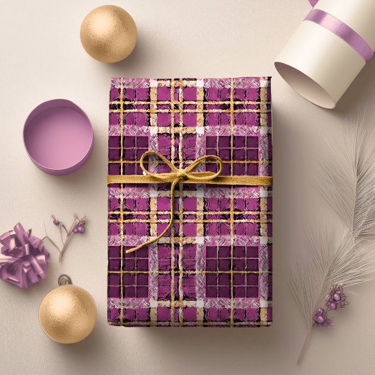 Magenta Gold Weihnachtsmuster#7 ID1009 Geschenkpapier