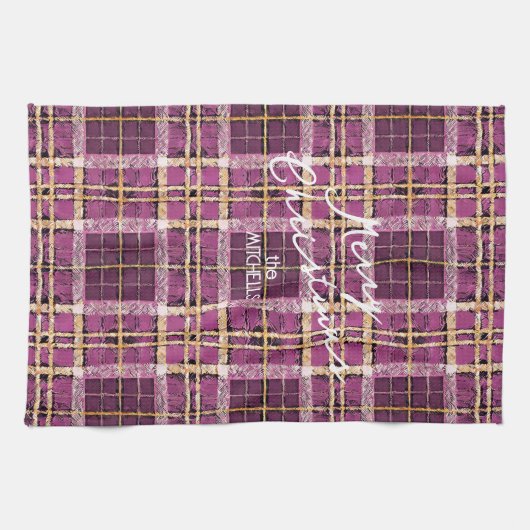 Magenta Gold Weihnachtsmuster#7 ID1009 Geschirrtuch (Horizontal)