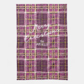 Magenta Gold Weihnachtsmuster#7 ID1009 Geschirrtuch (Vertikal)