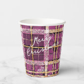 Magenta Gold Weihnachtsmuster#7 ID1009 Pappbecher (Rückseite)