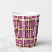 Magenta Gold Weihnachtsmuster#7 ID1009 Pappbecher (Rechts)