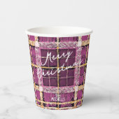 Magenta Gold Weihnachtsmuster#7 ID1009 Pappbecher (Vorderseite)