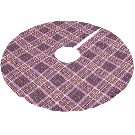 Magenta Gold Weihnachtsmuster#7 ID1009 Polyester Weihnachtsbaumdecke (Schrägansicht)