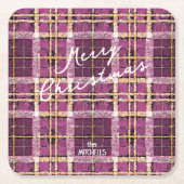 Magenta Gold Weihnachtsmuster#7 ID1009 Rechteckiger Pappuntersetzer (Vorderseite)