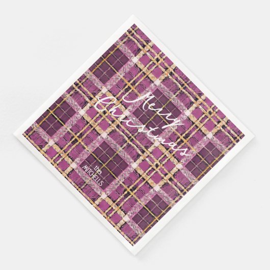 Magenta Gold Weihnachtsmuster#7 ID1009 Serviette (Ecke)