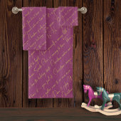 Magenta Gold Weihnachtstypografie Muster36 ID1009 Badhandtuch Set