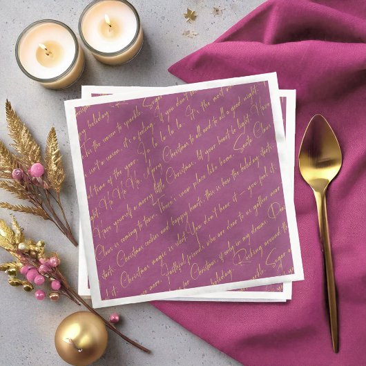 Magenta Gold Weihnachtstypografie Muster36 ID1009 Serviette