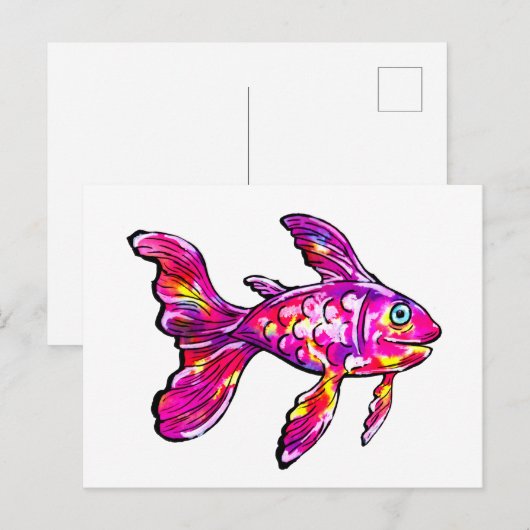 Magenta Goldfish Postkarte (Vorne/Hinten)