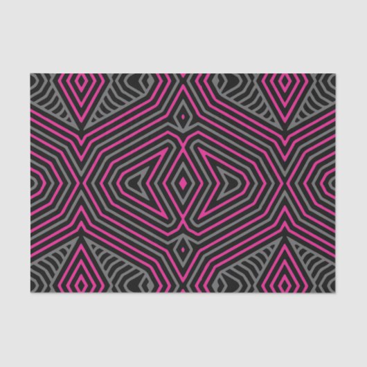 Magenta Gray and Black Ethnic Tribal Muster Seidenpapier (Vorderseite)