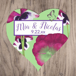 Magenta Green Blume Personalisiert Heart Stickers