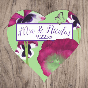Magenta Green Blume Personalisiert Heart Stickers
