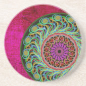 Magenta & Green Mandala Sandstone Untersetzer (Vorne)