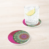 Magenta & Green Mandala Sandstone Untersetzer (Seite)